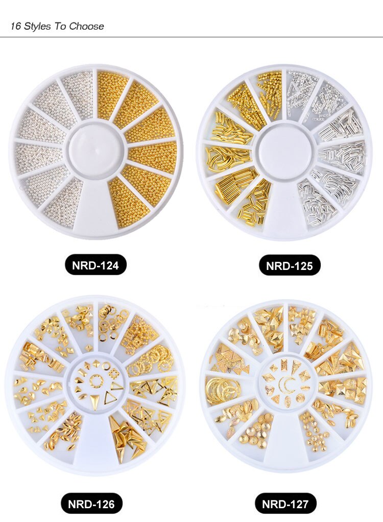 3D Gold Silver Nail Charms Metal Rivets Studs Rhinestones Pearl Nail Jewelry DIY Nail Art Decorations Accessoires