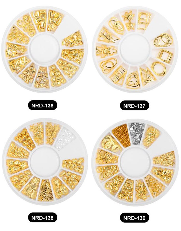 3D Gold Silver Nail Charms Metal Rivets Studs Rhinestones Pearl Nail Jewelry DIY Nail Art Decorations Accessoires