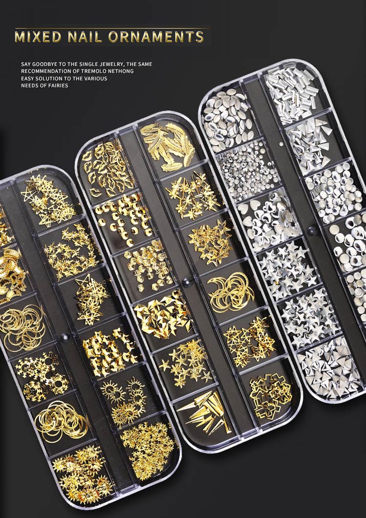 1 Box Nail Art Decorations Nail Rhinestones Mixed Colors AB Crystal Strass 3D Charm Gems DIY Rivet Nails Manicure Accessories