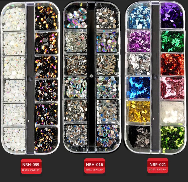 1 Box Nail Art Decorations Nail Rhinestones Mixed Colors AB Crystal Strass 3D Charm Gems DIY Rivet Nails Manicure Accessories