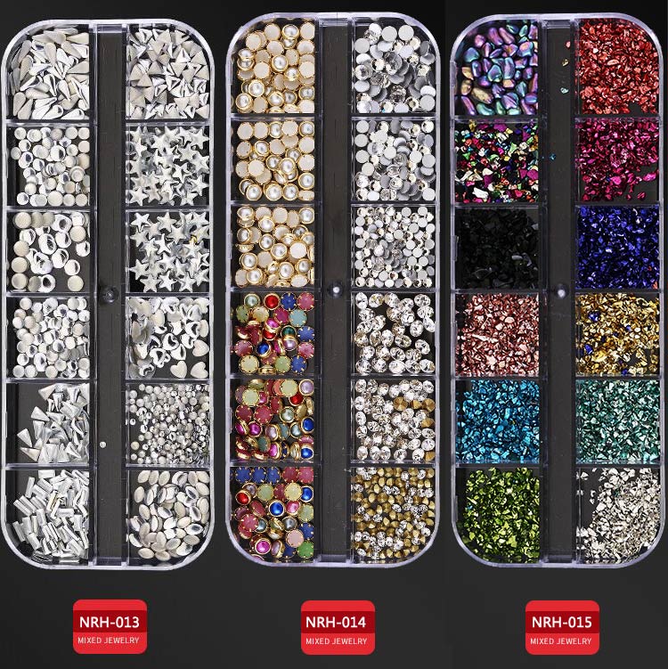 1 Box Nail Art Decorations Nail Rhinestones Mixed Colors AB Crystal Strass 3D Charm Gems DIY Rivet Nails Manicure Accessories