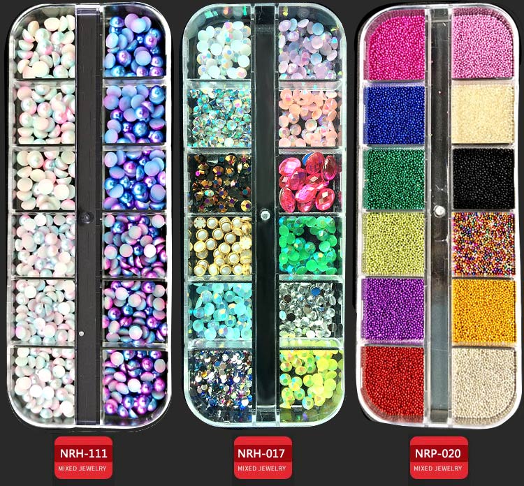 1 Box Nail Art Decorations Nail Rhinestones Mixed Colors AB Crystal Strass 3D Charm Gems DIY Rivet Nails Manicure Accessories