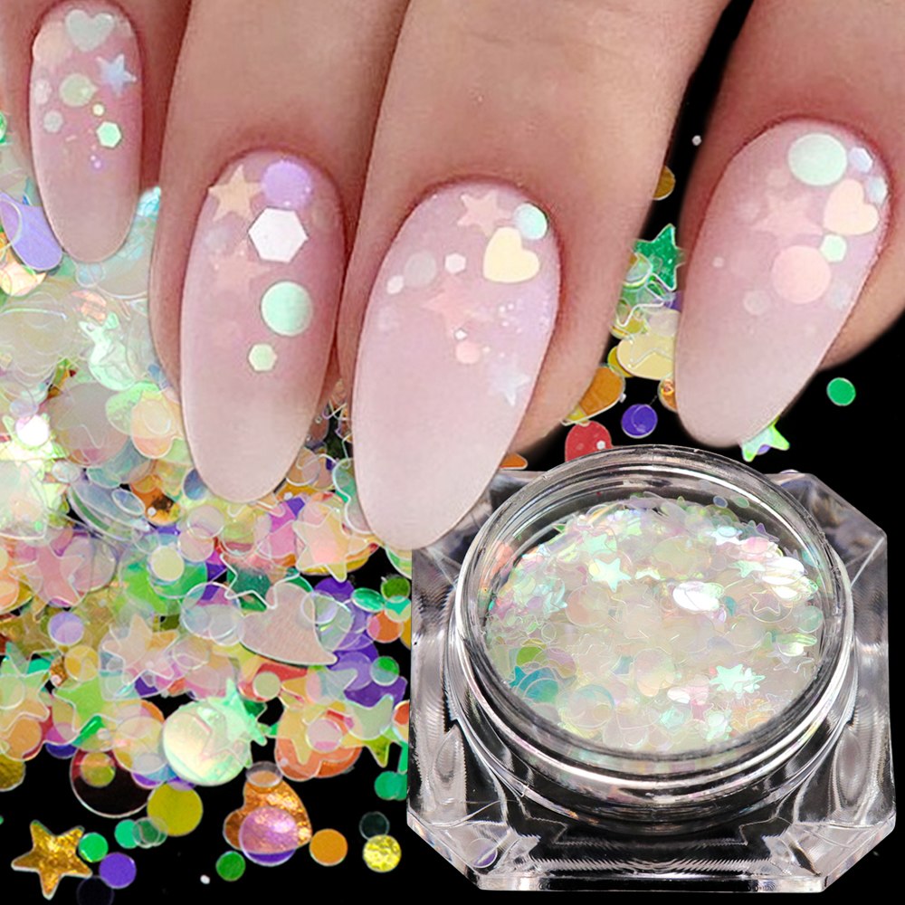 Holographic Flakes Nail Glitter Set