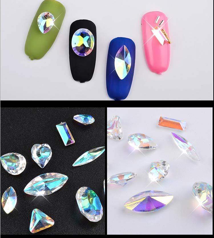Nail Art Decoration Mixed Color Stones Nail Rhinestone Gems AB Crystal Manicure 3D nails Jewelry Accessories