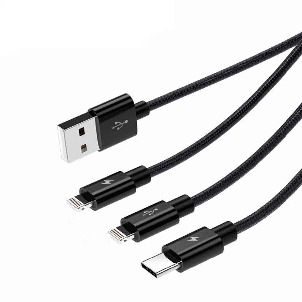 3 in 1 USB Cable for iPhone and Smartphones
