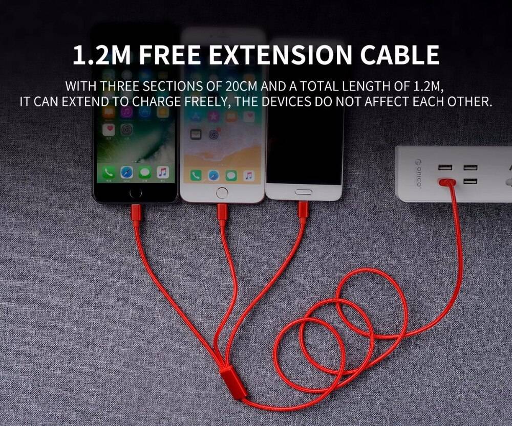 3 in 1 USB Cable for iPhone and Smartphones