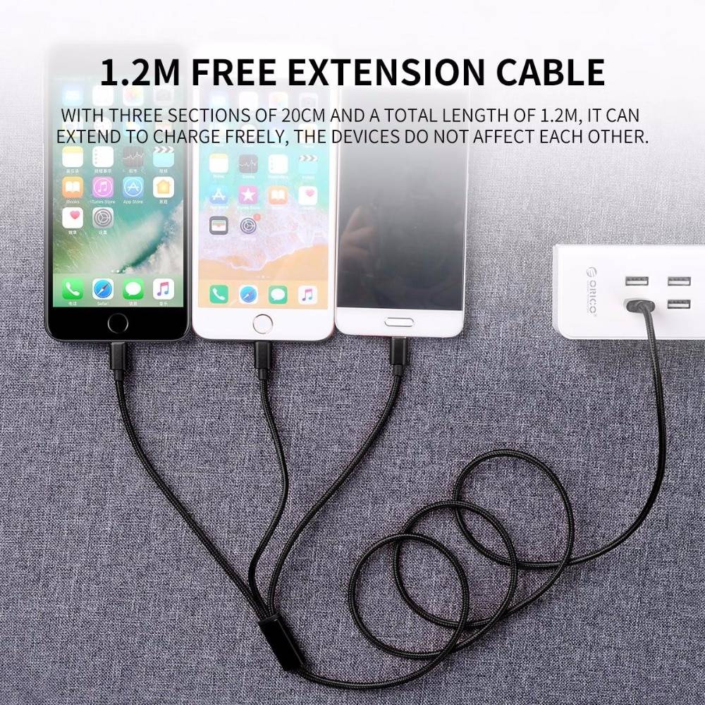 3 in 1 USB Cable for iPhone and Smartphones