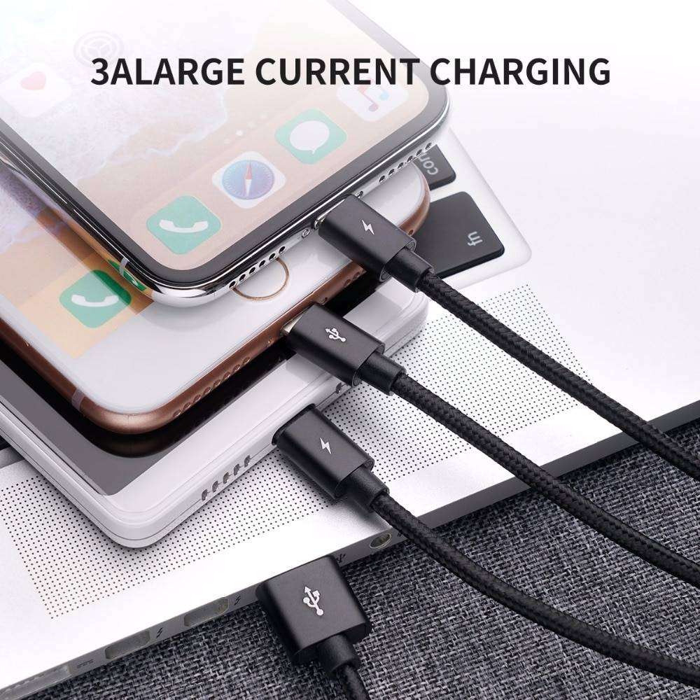 3 in 1 USB Cable for iPhone and Smartphones