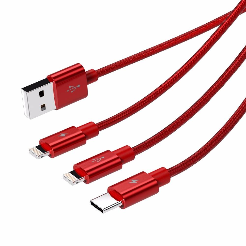 3 in 1 USB Cable for iPhone and Smartphones