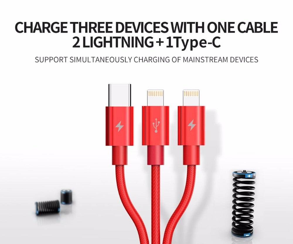 3 in 1 USB Cable for iPhone and Smartphones