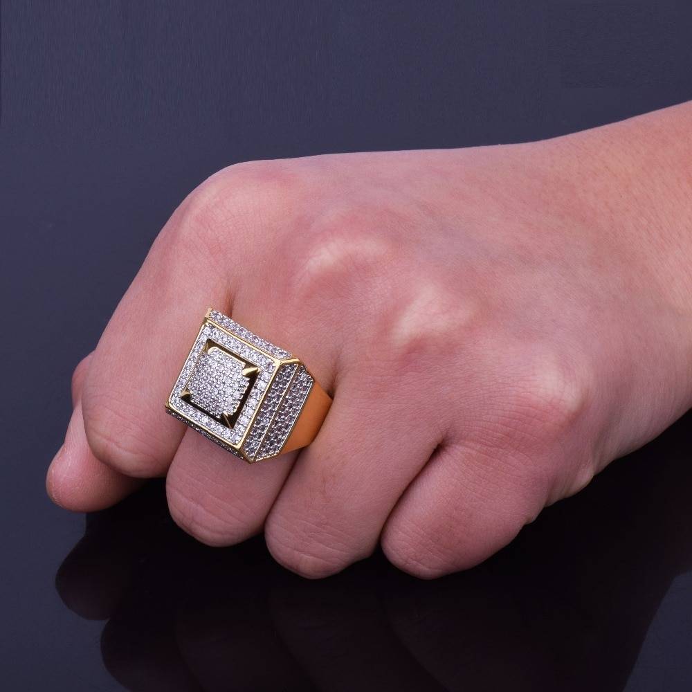 Men's Hip Hop Style Gold/Silver Zircon Ring