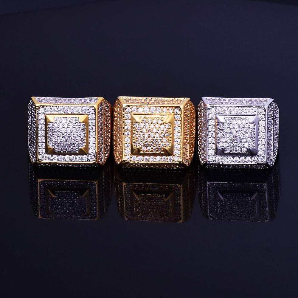 Men's Hip Hop Style Gold/Silver Zircon Ring