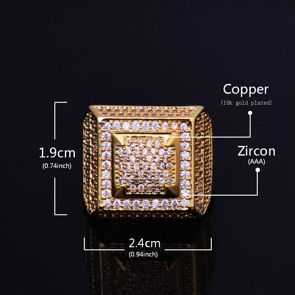 Men's Hip Hop Style Gold/Silver Zircon Ring