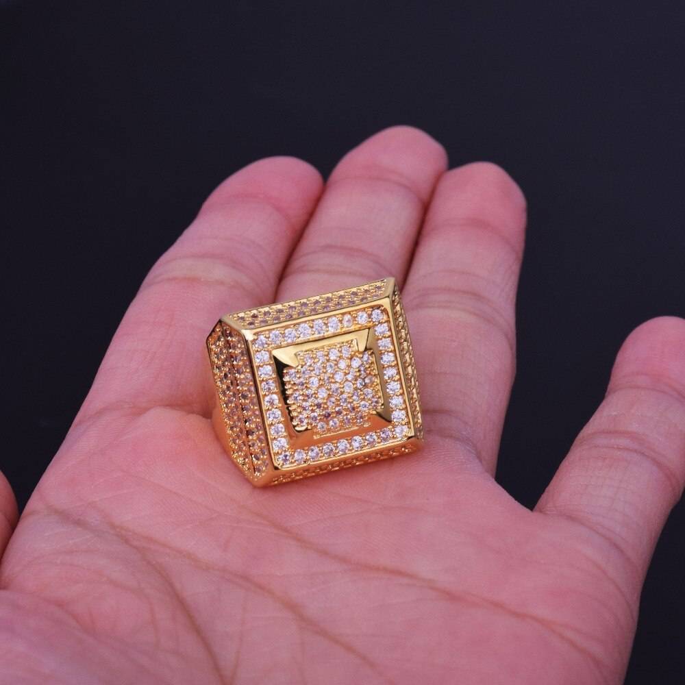 Men's Hip Hop Style Gold/Silver Zircon Ring