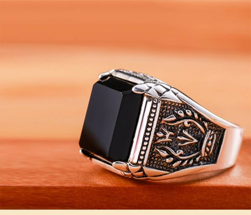 Men's Silver Onyx Ring